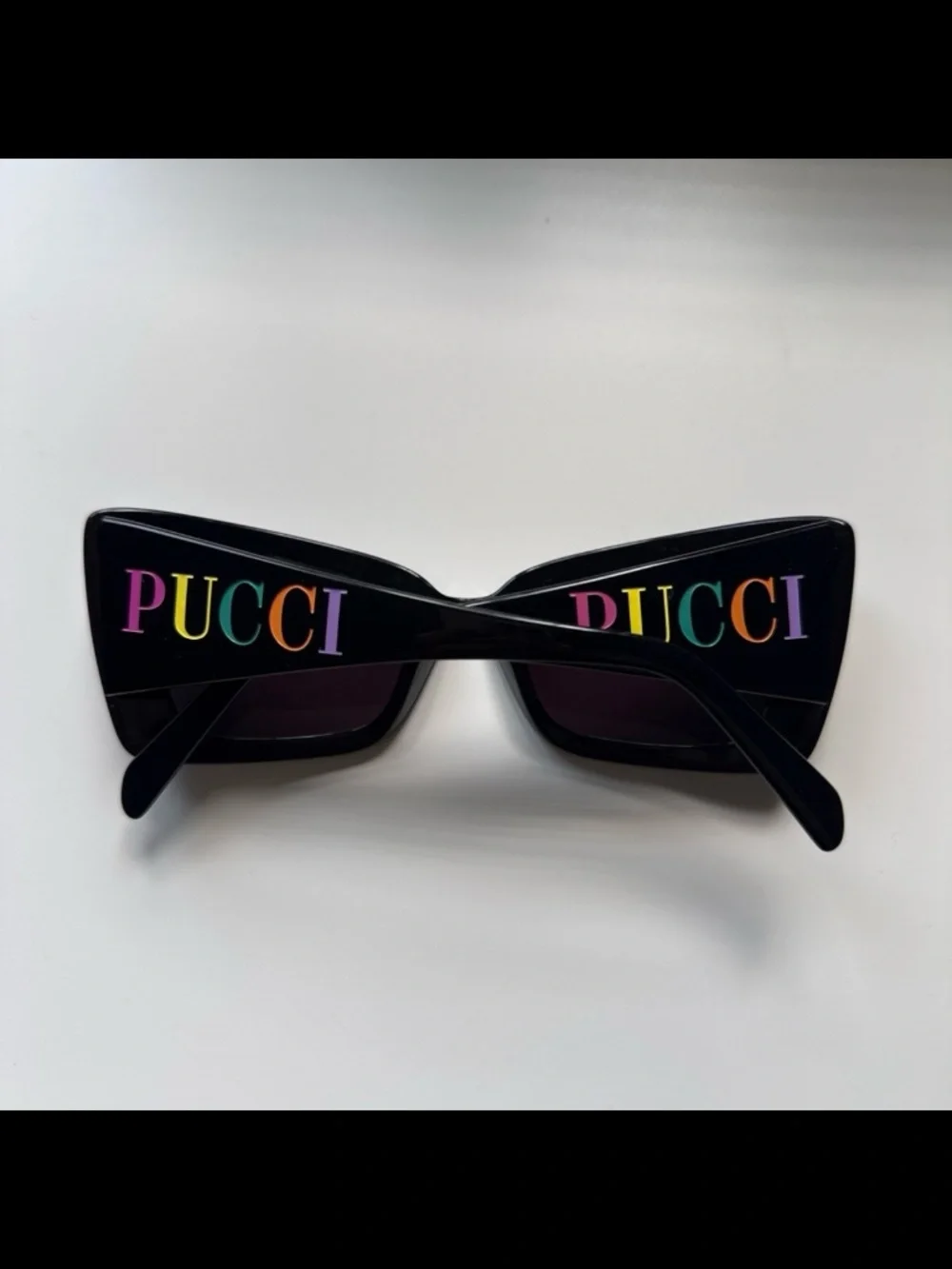 PUCCI Sunglasses EP 0162 in black with rainbow candy lettering